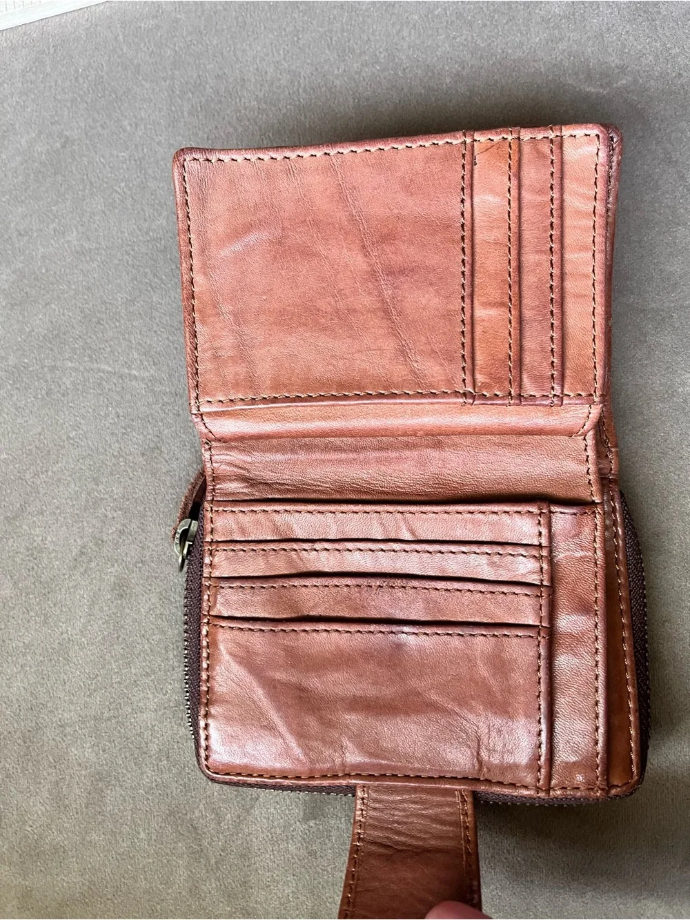 HARBOUR 2nd Distressed Brown Leather Zip Wallet